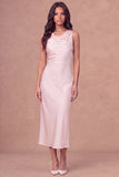 White Sheath Cowl Neck Long Engagement Dress