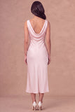 White Sheath Cowl Neck Long Engagement Dress
