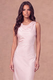 White Sheath Cowl Neck Long Engagement Dress