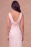 White Sheath Cowl Neck Long Engagement Dress