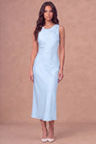 White Sheath Cowl Neck Long Engagement Dress