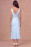 White Sheath Cowl Neck Long Engagement Dress