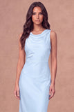 White Sheath Cowl Neck Long Engagement Dress