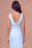 White Sheath Cowl Neck Long Engagement Dress