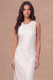 White Sheath Cowl Neck Long Engagement Dress