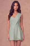White One Shoulder A Line Short Bridal Shower Dress