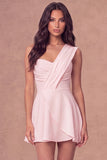 White One Shoulder A Line Short Bridal Shower Dress