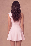 White One Shoulder A Line Short Bridal Shower Dress