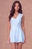 White One Shoulder A Line Short Bridal Shower Dress