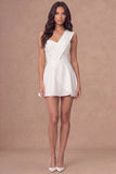 White One Shoulder A Line Short Bridal Shower Dress