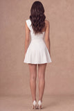 White One Shoulder A Line Short Bridal Shower Dress