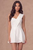 White One Shoulder A Line Short Bridal Shower Dress
