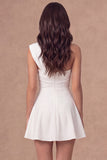 White One Shoulder A Line Short Bridal Shower Dress