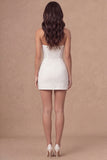 White Corset Strapless Mini Bridal Shower Dress with Lace
