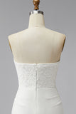 White Corset Strapless Mini Bridal Shower Dress with Lace