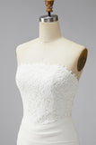 White Corset Strapless Mini Bridal Shower Dress with Lace