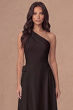 White A Line One Shoulder Maxi Engagement Dress