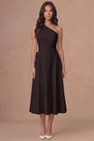 White A Line One Shoulder Maxi Engagement Dress