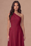 White A Line One Shoulder Maxi Engagement Dress