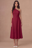 White A Line One Shoulder Maxi Engagement Dress