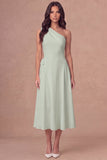 White A Line One Shoulder Maxi Engagement Dress