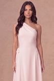 White A Line One Shoulder Maxi Engagement Dress