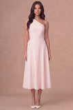 White A Line One Shoulder Maxi Engagement Dress