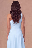 White A Line One Shoulder Maxi Engagement Dress