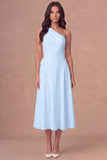 White A Line One Shoulder Maxi Engagement Dress