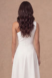 White A Line One Shoulder Maxi Engagement Dress