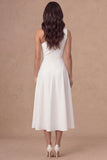 White A Line One Shoulder Maxi Engagement Dress