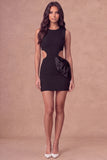 White Cut Out Bodycon Round Neck Mini Bridal Shower Dress with Bow