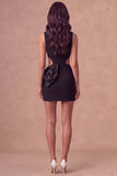 White Cut Out Bodycon Round Neck Mini Bridal Shower Dress with Bow