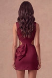 White Cut Out Bodycon Round Neck Mini Bridal Shower Dress with Bow