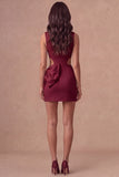 White Cut Out Bodycon Round Neck Mini Bridal Shower Dress with Bow