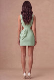 White Cut Out Bodycon Round Neck Mini Bridal Shower Dress with Bow