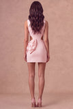White Cut Out Bodycon Round Neck Mini Bridal Shower Dress with Bow