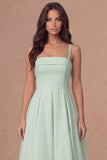 White A Line Thick Straps Maxi Engagement Dress