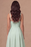 White A Line Thick Straps Maxi Engagement Dress