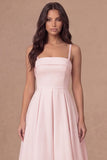 White A Line Thick Straps Maxi Engagement Dress