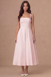 White A Line Thick Straps Maxi Engagement Dress