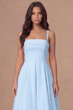 White A Line Thick Straps Maxi Engagement Dress