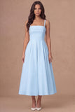 White A Line Thick Straps Maxi Engagement Dress