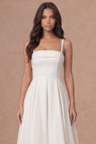 White A Line Thick Straps Maxi Engagement Dress