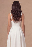 White A Line Thick Straps Maxi Engagement Dress
