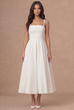 White A Line Thick Straps Maxi Engagement Dress