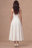 White A Line Thick Straps Maxi Engagement Dress