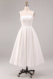White A Line Thick Straps Maxi Engagement Dress