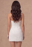 Lace White Strapless Floral Short Engagement Dress