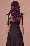 White A-Line Thick Straps Corset Pleated Midi Rehearsal Dinner Dress